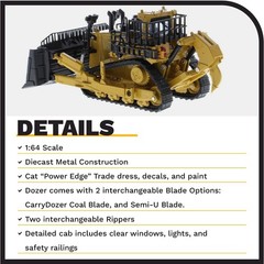 Diecast Masters 1:64 Scale Caterpillar D11 Dozer with 2 Blades and Yellow