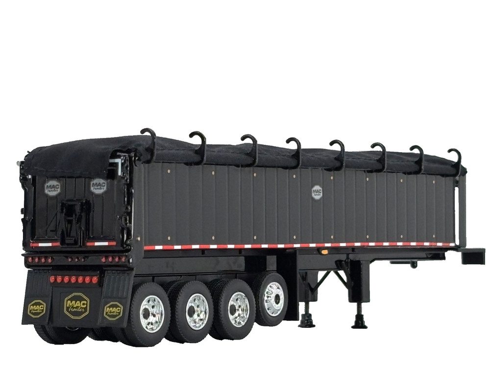 1/64 DCP BLACK MAC QUAD AXLE END DUMP TRAILER W/ BLACK TARP