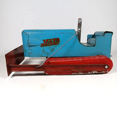 Vintage Delta Detroit Bulldozer Pressed Steel Toy Late 1940s Blue & Red Lever