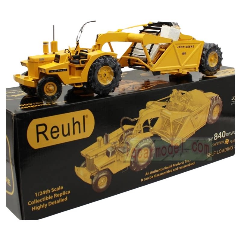 New 1:24 Scale John Deere 840 Diesel with 400 Scraper – Reuhl Model JD840/400