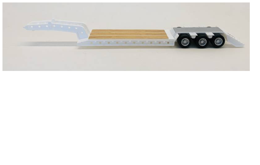 3 Axle Heavy Equipment Lowboy Trailer White Promotex 1/87 HO Scale 5513
