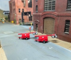 Custom Built 1/87 HO Scale 3d Printed Set of 2 Portable Light Tower Trailers.