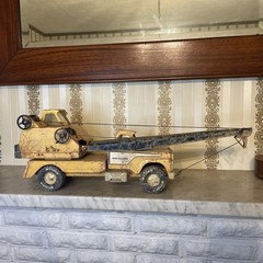 Nylint Road Builders 1950s 1960s Yellow Metal Steel Crane WORKING Distressed