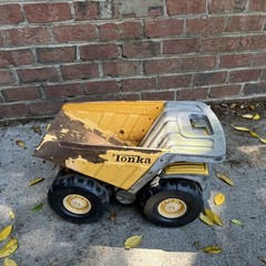 Tonka Vintage Pressed Steel Dump Truck Toy Yellow Gray Black
