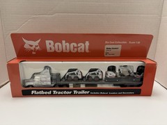 Flatbed Tractor Trailer w/ Bobcat Loaders and Excavators 1:50 Scale in Box