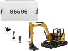 1/50 Scale Compact Hydraulic Excavator Diecast Model w/ Work Tools Operator