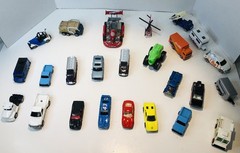 Lot of 25 Misc Trucks, Cars and Other Toys of Metal and Plastic