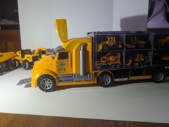 Yellow Construction Vehicle Toy Set with Carrier Truck, Models W-688, TH600D