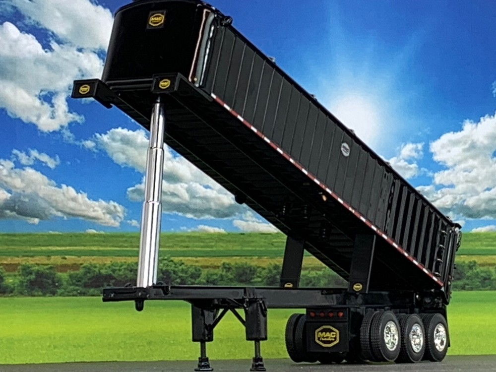 1/64 DCP BLACK MAC TRI AXLE END DUMP TRAILER W/ BLACK TARP
