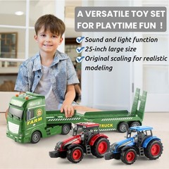 Semi Truck with Tractor Toy, Kids Tractor Set & Truck and Trailer Front Loade…