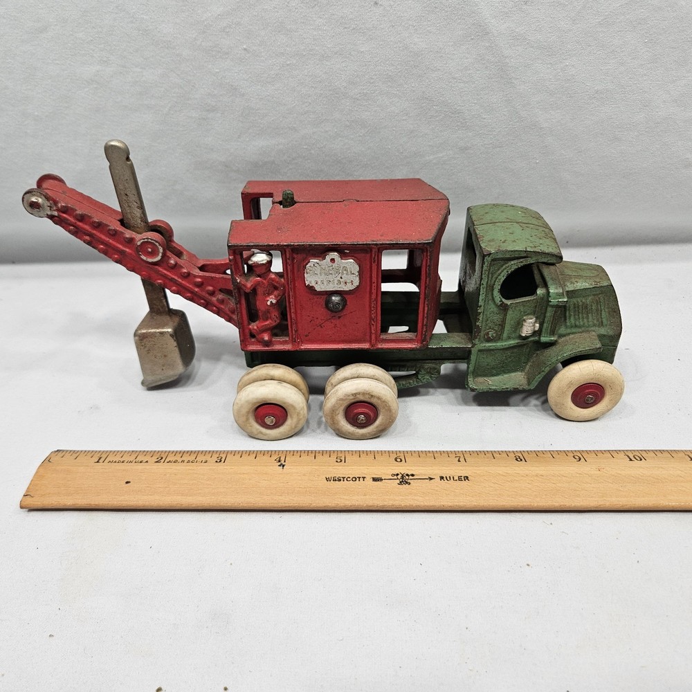 BH Excel Original 1920’s 10″ Lg CI Hubley General Steam Shovel Mack Truck
