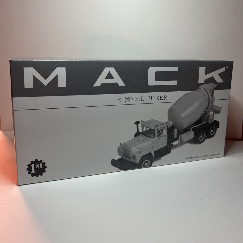 First Gear Mack R-Model Cement Mixer 1:34 Mooseheart Red/White/Black 19-2560
