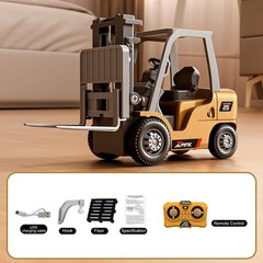 1/64 RC Forklift Toy, 7CH Remote Control Forklift Truck with Lift/Hook & Lights