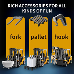 Mini 1/64 RC Forklift Toy, Remote Control Forklift Truck, 2 in 1 Transformable L