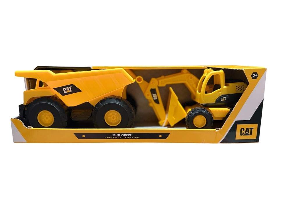 CAT Mini Crew Dump Truck Excavator Construction Vehicle Toy Set New 2+