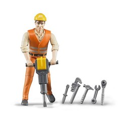 1/16 Bruder Construction Worker With Jack Hammer & Accessories 60020
