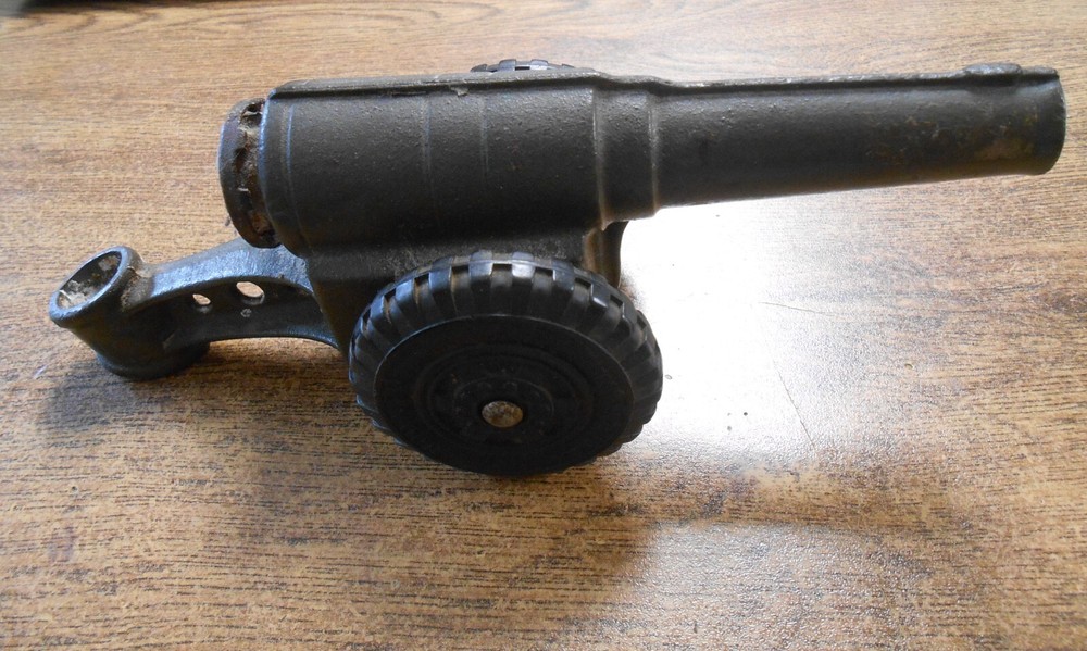 Vintage All Original Cast Iron Premier Toy Cannon Approx. 10 x 4 Inches