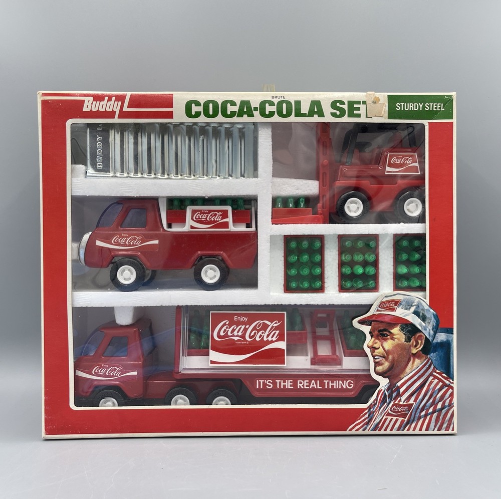Buddy L Brute COCA – COLA SET 4973 D Sturdy Steel Original Box Trucks Bottles