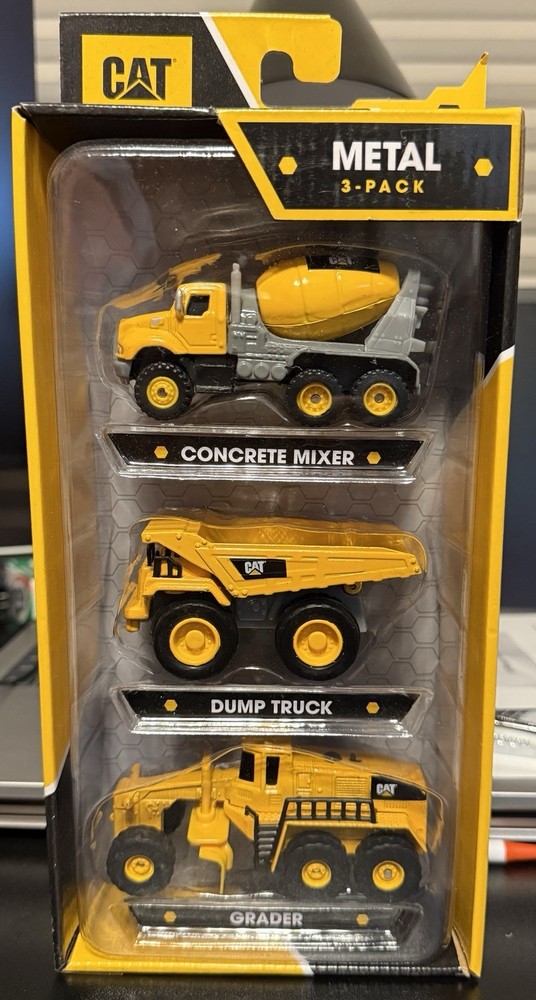 Funrise CAT Metal 3-Pack Concrete Mixer Dump Truck Grader 82273 (2021) Diecast