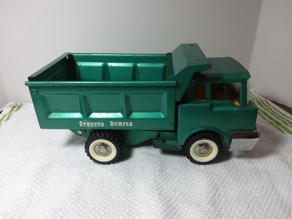 Vintage Structo Dumper Pressed Steel Collectible Truck blue/green, Nice!!