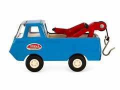 Vintage 1970s Tonka Blue Tow Truck Wrecker Red Boom Plastic Metal USA