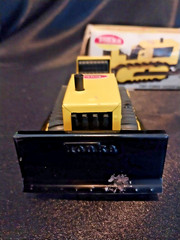 Vintage Tiny Tonka Dozer No. 495 Yellow Steel Bulldozer with Original Box 1:50