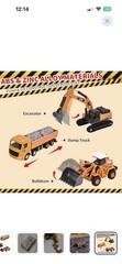 GLW Diecast Construction Vehicles Set Excavator Dump Truck Bulldozer Push & Go