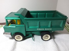 Vintage Structo Dumper Pressed Steel Collectible Truck blue/green, Nice!!