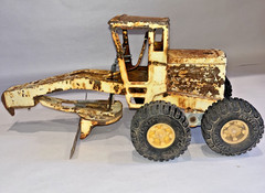 Fire Damaged 1960s Tonka Pressed Steel Road Grader W/ Positionable Grading Blade