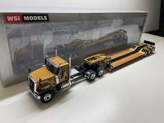 WSI CAT CT680 6×4 Truck w/ Rogers Lowboy Trailer – Yellow 3 Axle 1/50 Scale