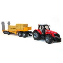 1/16 Red Tri-Axle Low Loader Trailer W/ Ramps 42823