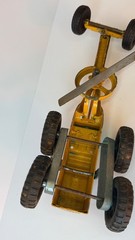 Vintage Hubley 474 Kiddie Road Grater Cast Iron Toy Yellow 6 Wheel 1950s-60s