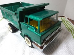 Vintage Structo Dumper Pressed Steel Collectible Truck blue/green, Nice!!