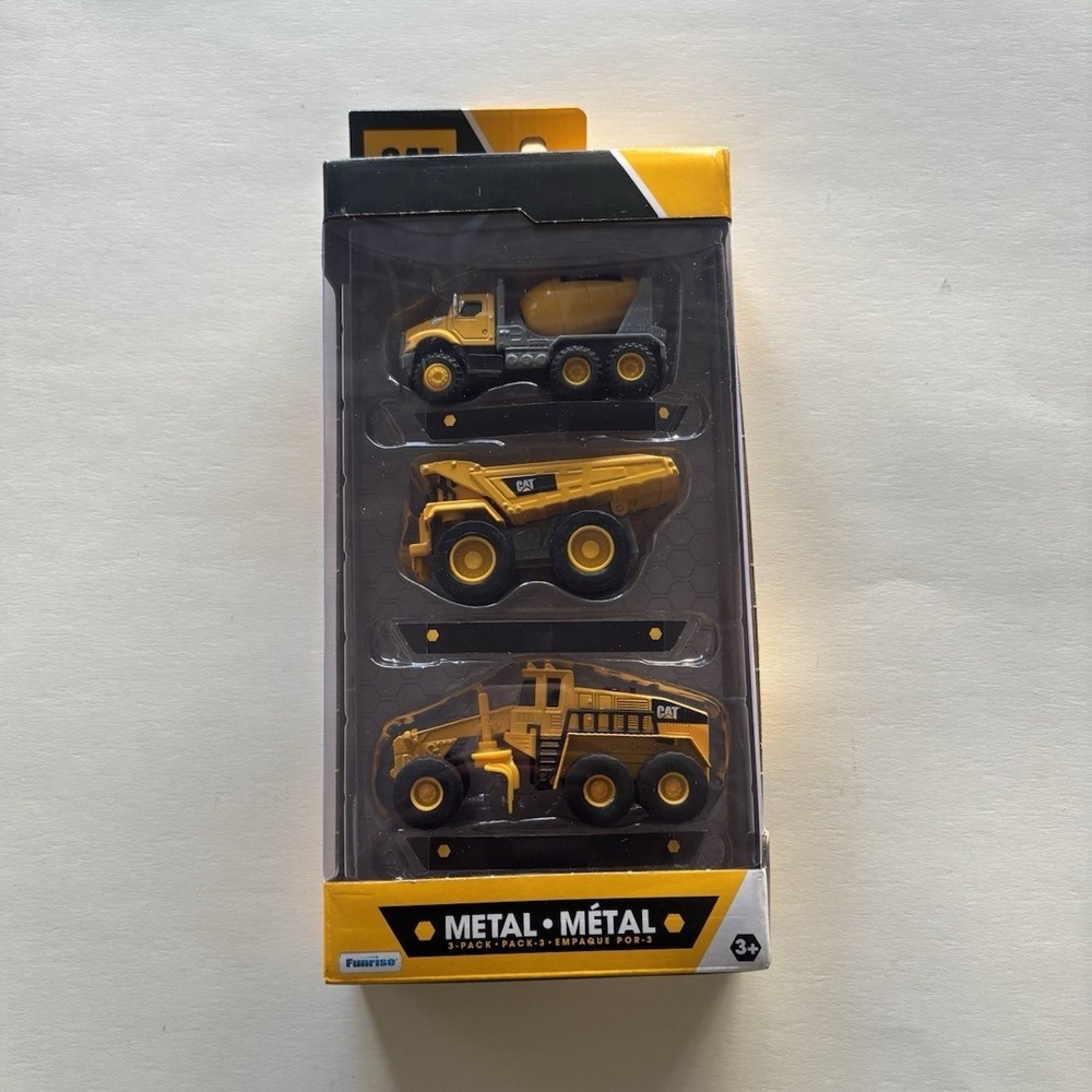 Funrise CAT Metal Diecast Construction Vehicles 3-Pack Yellow/Black Unopened Box