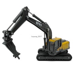 1:60 Drill Excavator Construction Vehicle Diecast Toy Cars Toys for Boys Gray
