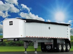 1/64 DCP WHITE MAC TRI AXLE END DUMP TRAILER W/ BLACK TARP