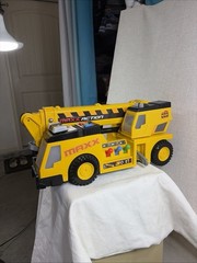 Maxx Action Yellow Plastic Construction Crane Truck Vehicle w/ Hook, Black/Gray