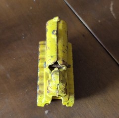 Vintage Cast Iron Yellow Dozer Toy Construction Vehicle