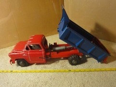 Rare! Vintage MARX LUMAR, pressed steel Mechanical Action Hydraulic Dump Truck.