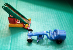 Banner Hard Plastic Construction Toys Road Grader & Mining Conveyor Belt 1950s