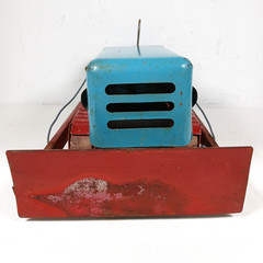 Vintage Delta Detroit Bulldozer Pressed Steel Toy Late 1940s Blue & Red Lever