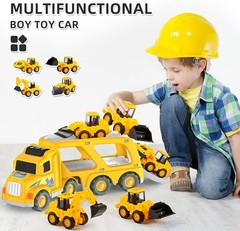 Veslier Construction Carrier Truck Toy for Kids Ages 3-6
