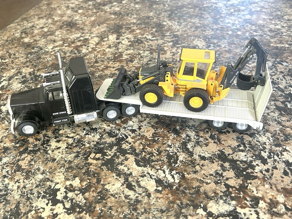 Joal 1/50 Scale Transporter Truck and Equipment Trailer with Volo EL70 Backhoe!
