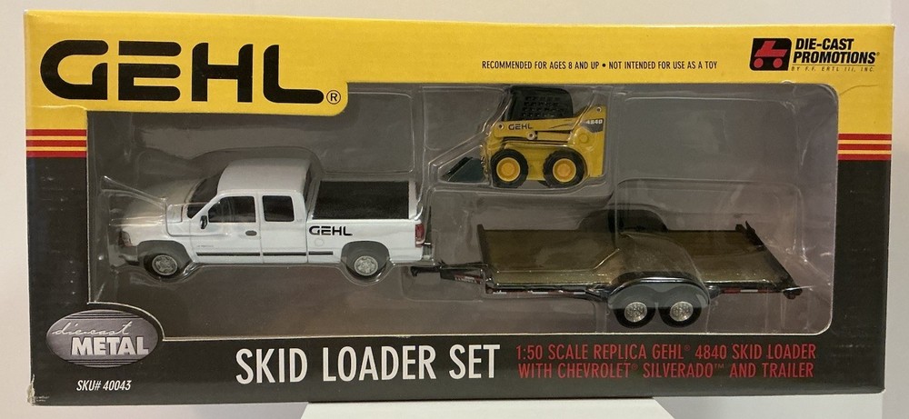 GEHL DIE CAST PROMOTIONS 1/50 SCALE 4840 SKID LOADER SET W/ CHEVY SILVERADO NEW