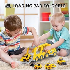Veslier Construction Carrier Truck Toy for Kids Ages 3-6