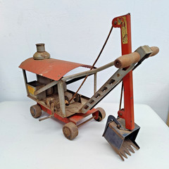 Antique Keystone Ride Em Steam Shovel Pressed Steel Ride On Toy 1920s 1930s