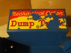 Rare! Vintage MARX LUMAR, pressed steel Mechanical Action Hydraulic Dump Truck.