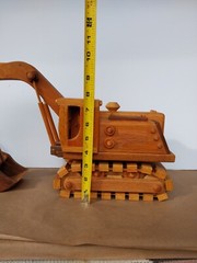 Large Vintage Handmade Wood Excavator Moving Parts Signed Fred Cairns 1998