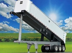 1/64 DCP WHITE MAC TRI AXLE END DUMP TRAILER W/ BLACK TARP