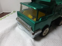 Vintage Structo Dumper Pressed Steel Collectible Truck blue/green, Nice!!